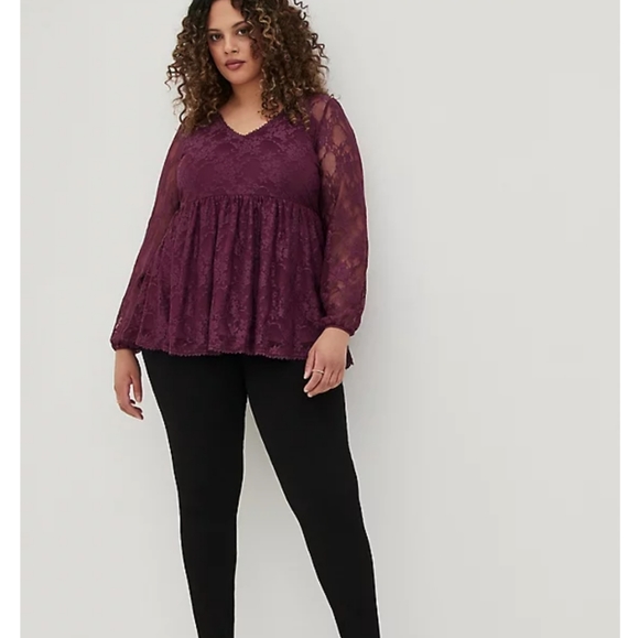 BABYDOLL LACE V-NECK TOP Size 3 - Picture 4 of 7